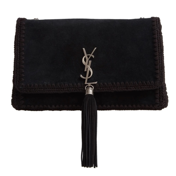 New Authentic SAINT LAURENT Medium Kate Whipstitch Suede Shoulder Bag - Picture 2 of 15